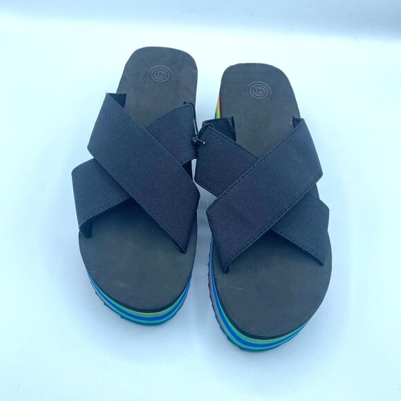 Urban Outfitters Elastic EVA Platform Sandals Sz 10 Black Multicolor NWOT - Picture 5 of 7